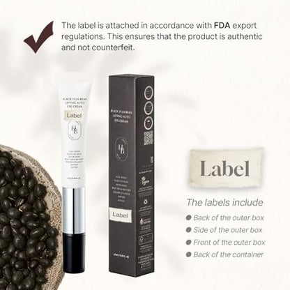 HEVEBLUE Black Yuja Bean Lifting Auto Eye Cream – Vibrating Eye Massager for Wrinkles, Sensitive Skin, Vegan, Hypoallergenic Korean Skincare Avelisse