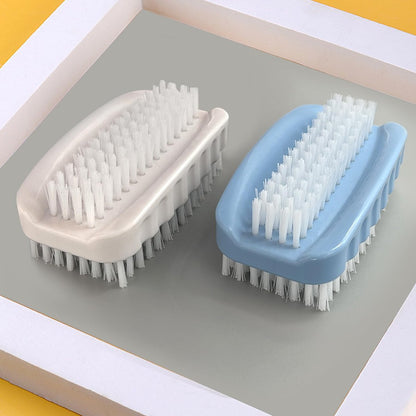 Two-Sided Nail Brush for Cleaning Fingernails - Soft & Stiff Nylon Bristles Nail Scrubber Brushes for Men, Women, Kids (2 Pack, Blue & White)