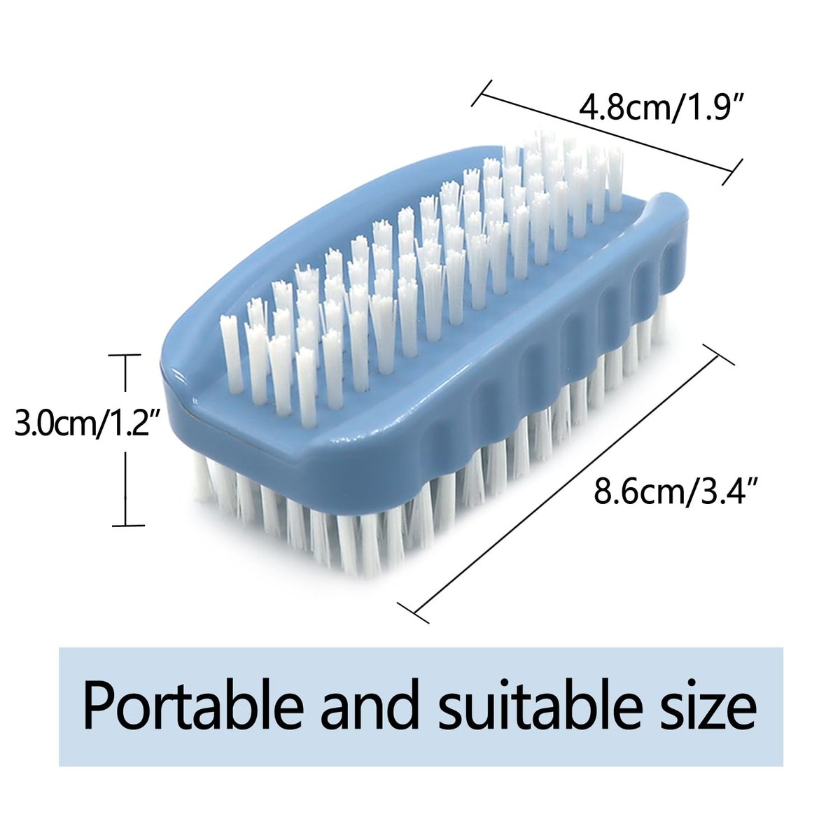 Two-Sided Nail Brush for Cleaning Fingernails - Soft & Stiff Nylon Bristles Nail Scrubber Brushes for Men, Women, Kids (2 Pack, Blue & White) - görsel 13