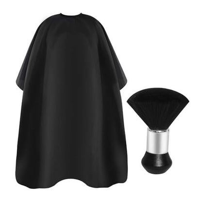 Professional Haircut Cape with Adjustable Snap Closure and Neck Duster Brush – Omvoina Salon Barber Cape for Unisex