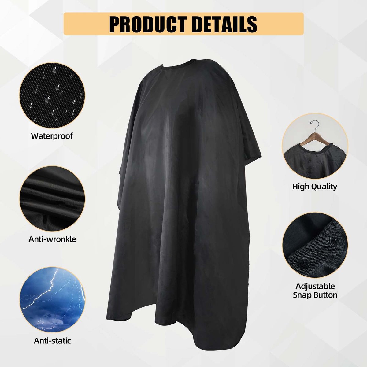 Professional Haircut Cape with Adjustable Snap Closure and Neck Duster Brush – Omvoina Salon Barber Cape for Unisex - görsel 5