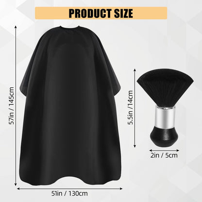 Professional Haircut Cape with Adjustable Snap Closure and Neck Duster Brush – Omvoina Salon Barber Cape for Unisex