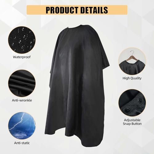 Professional Haircut Cape with Adjustable Snap Closure and Neck Duster Brush – Omvoina Salon Barber Cape for Unisex - görsel 6
