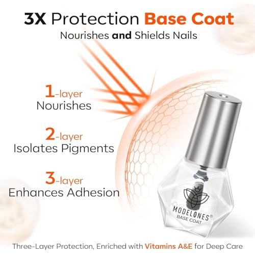Modelones 2 Pcs No Wipe Top Coat and Base Coat Nail Polish Set - Clear Quick Dry High Shine Long Lasting Glossy Nail Lacquer for Women Nail Art 5 ML - görsel 6