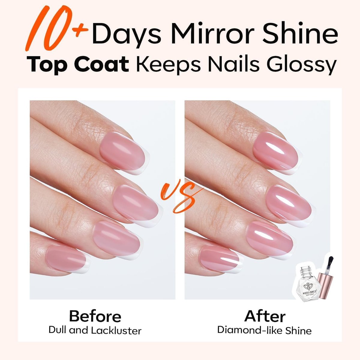 Modelones 2 Pcs No Wipe Top Coat and Base Coat Nail Polish Set - Clear Quick Dry High Shine Long Lasting Glossy Nail Lacquer for Women Nail Art 5 ML - görsel 7