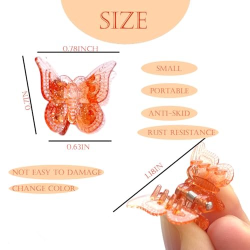 Mini Butterfly Hair Claw Clips 50-Pack - Glitter & Sparkly Colorful Hair Accessories for Girls and Women - Cute Small Tiny Clips - görsel 4