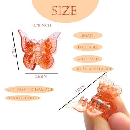 Mini Butterfly Hair Claw Clips 50-Pack - Glitter & Sparkly Colorful Hair Accessories for Girls and Women - Cute Small Tiny Clips