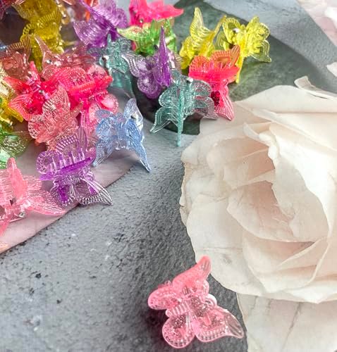 Mini Butterfly Hair Claw Clips 50-Pack - Glitter & Sparkly Colorful Hair Accessories for Girls and Women - Cute Small Tiny Clips - görsel 12