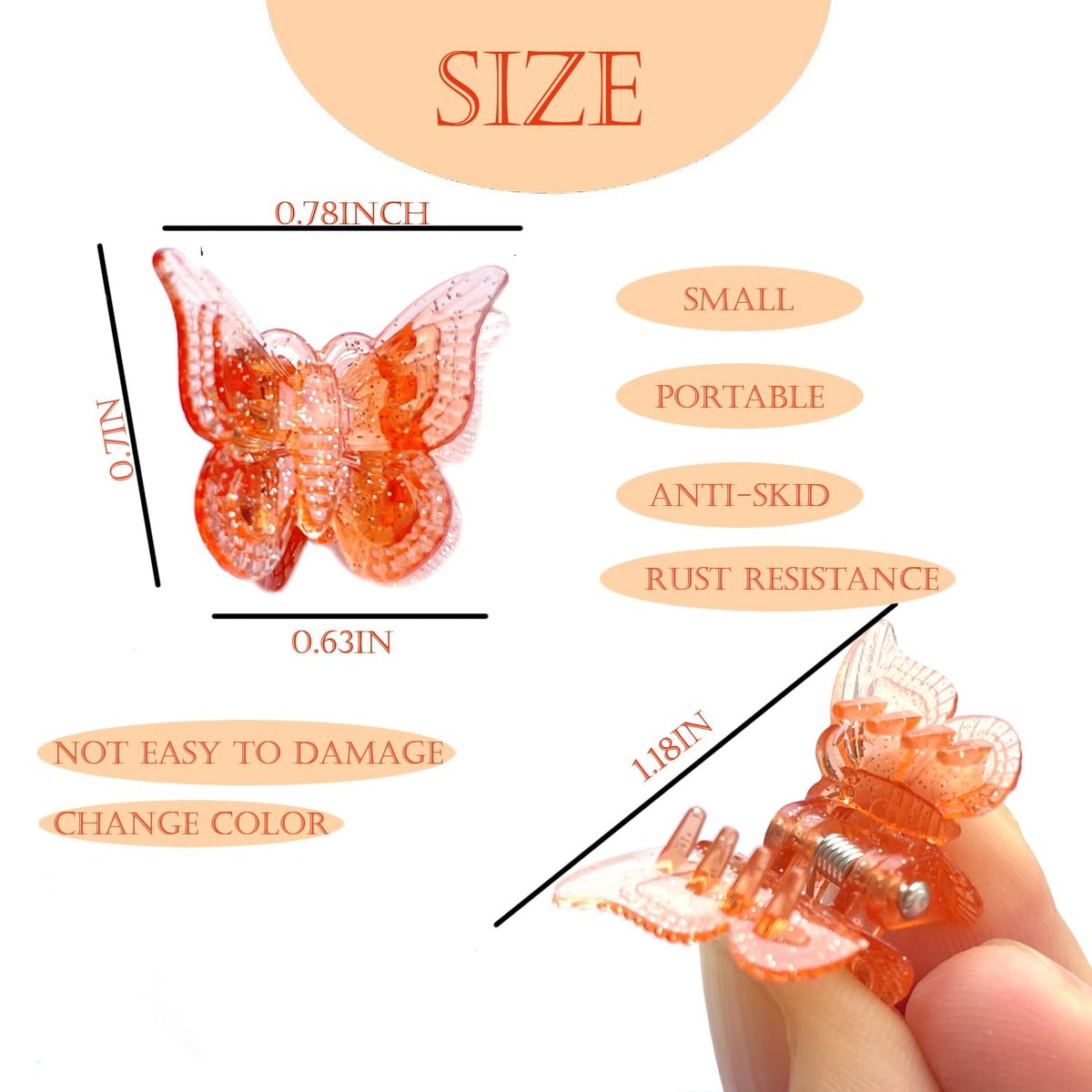 Mini Butterfly Hair Claw Clips 50-Pack - Glitter & Sparkly Colorful Hair Accessories for Girls and Women - Cute Small Tiny Clips - görsel 3