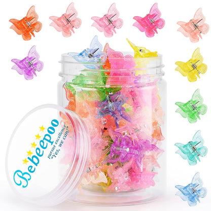 Mini Butterfly Hair Claw Clips 50-Pack - Glitter & Sparkly Colorful Hair Accessories for Girls and Women - Cute Small Tiny Clips