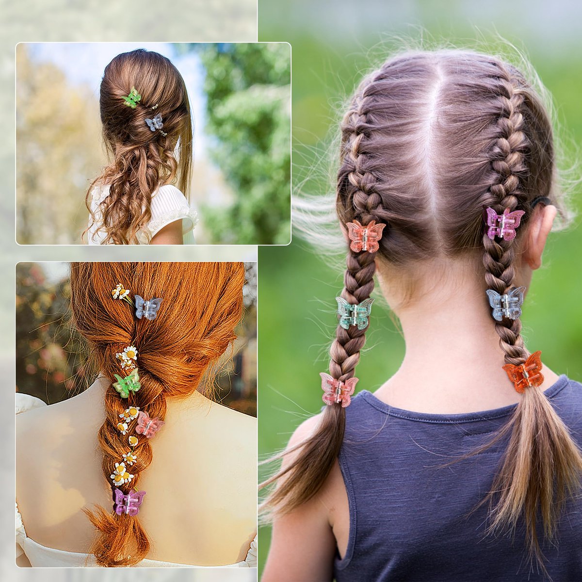 Mini Butterfly Hair Claw Clips 50-Pack - Glitter & Sparkly Colorful Hair Accessories for Girls and Women - Cute Small Tiny Clips - görsel 7
