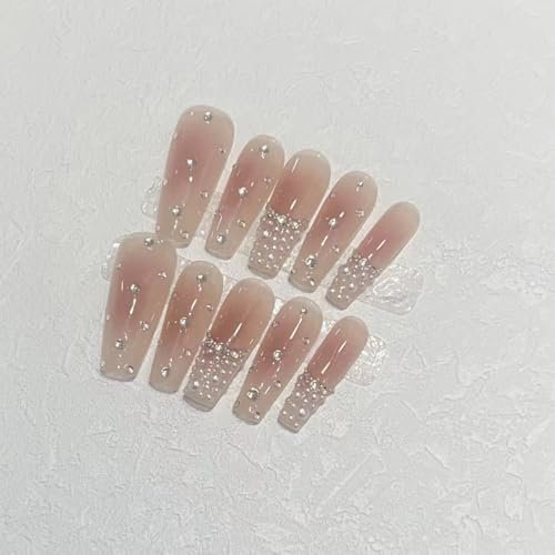 JIEADJIE 100% Handmade Press On Nails - Almond Droplet Shape, Hand Painted Nail Art, Daily Nude Small Size - görsel 8