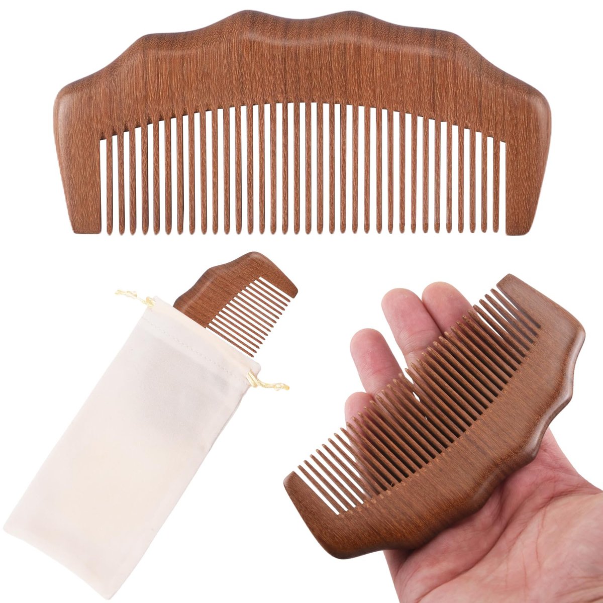 Wooden Labor Comb for Women - Natural Birthing Comb for Pain Relief, Labor and Delivery Essentials with Cloth Bag - görsel 1