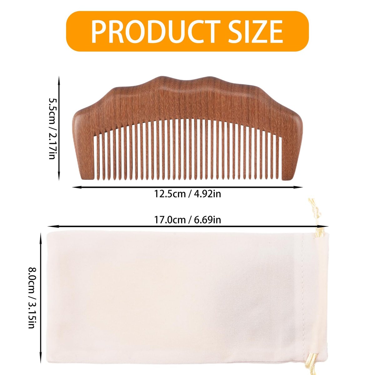 Wooden Labor Comb for Women - Natural Birthing Comb for Pain Relief, Labor and Delivery Essentials with Cloth Bag - görsel 3