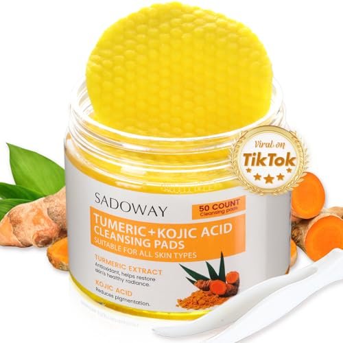 Turmeric Kojic Acid Cleansing Pads - 50 PCS Exfoliating Face Wipes for Balanced Skin Oil - görsel 2