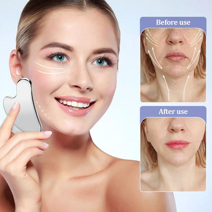 heqxwl 2-Pack Stainless Steel Facial Tool for Jawline Sculpting & Lymphatic Drainage Massage