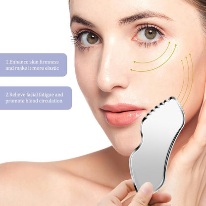 heqxwl 2-Pack Stainless Steel Facial Tool for Jawline Sculpting & Lymphatic Drainage Massage