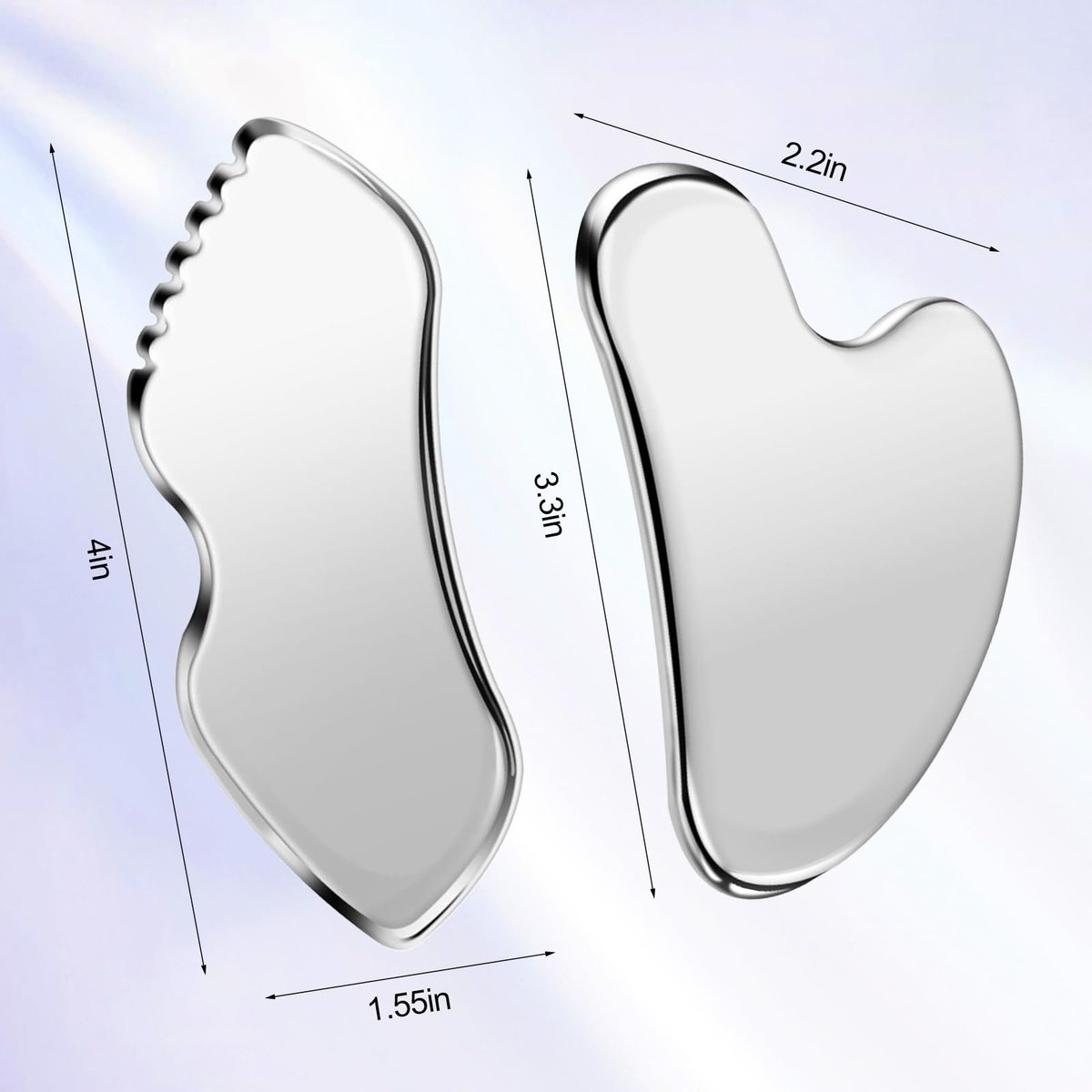 heqxwl 2-Pack Stainless Steel Facial Tool for Jawline Sculpting & Lymphatic Drainage Massage - görsel 3