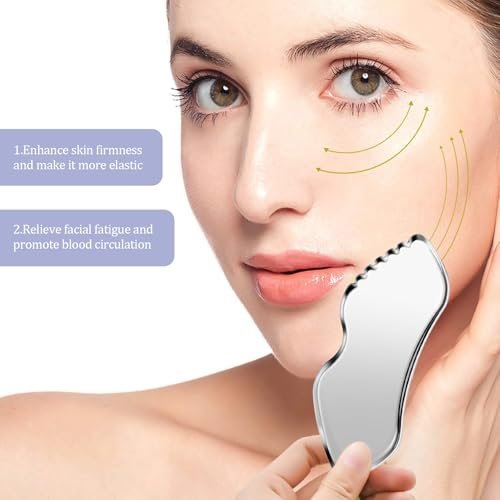 heqxwl 2-Pack Stainless Steel Facial Tool for Jawline Sculpting & Lymphatic Drainage Massage - görsel 10