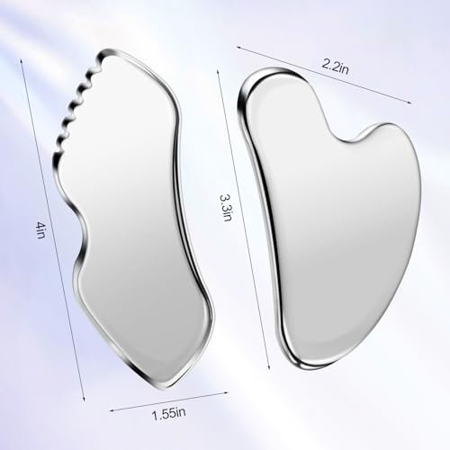 heqxwl 2-Pack Stainless Steel Facial Tool for Jawline Sculpting & Lymphatic Drainage Massage - görsel 4