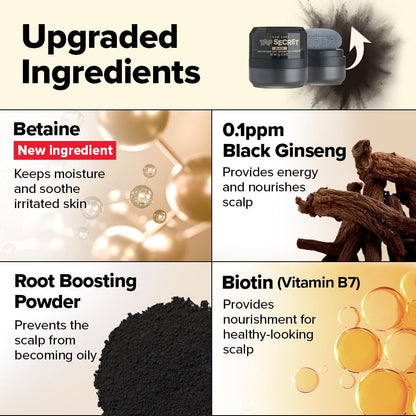 I DEW CARE Biotin Clarifying Dry Shampoo - Tap Secret Black | Strengthening & Volumizing, Powder Type, Refillable, Travel Size, Non-aerosol, for Brunette Hair, Korean Ginseng, 0.24 Oz Avelisse
