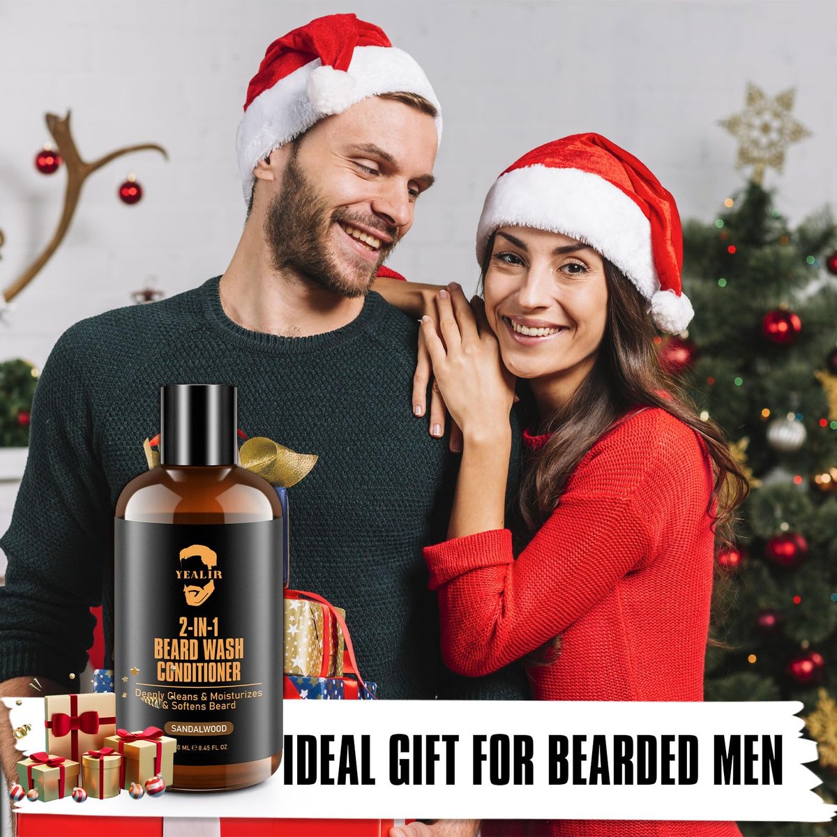 YEALIR 2-in-1 Beard Wash and Conditioner – Cleanse, Hydrate & Soften Dry, Coarse Beard – Sandalwood Scent, 8.45 oz - görsel 13