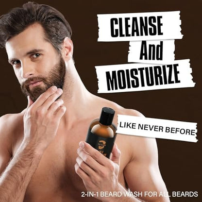 YEALIR 2-in-1 Beard Wash and Conditioner – Cleanse, Hydrate & Soften Dry, Coarse Beard – Sandalwood Scent, 8.45 oz