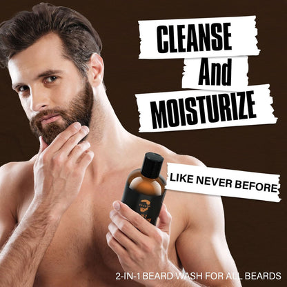 YEALIR 2-in-1 Beard Wash and Conditioner – Cleanse, Hydrate & Soften Dry, Coarse Beard – Sandalwood Scent, 8.45 oz