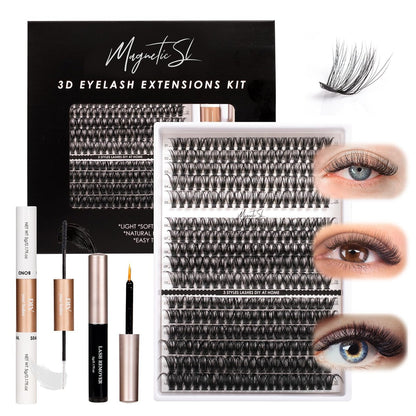 DIY Lash Extensions Kit 320pcs Individual Lashes Clusters 40D 50D 100D with Applicator, Bond & Seal, Remover – Mix 11-20mm (40D+50D+100D Kit)