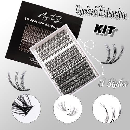 DIY Lash Extensions Kit 320pcs Individual Lashes Clusters 30D 40D 60D with Applicator, Lash Bond & Seal, and Remover - Mix 11-20mm (30D+40D+60D Kit) Avelisse