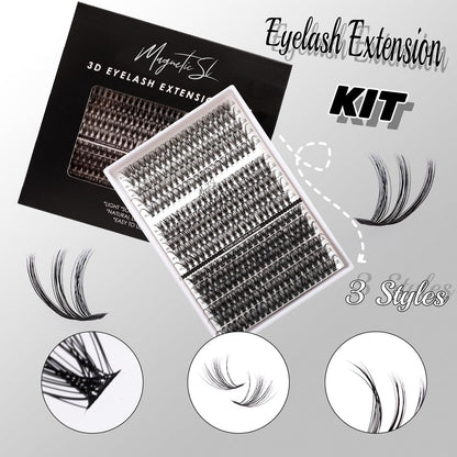 DIY Lash Extensions Kit 320pcs Individual Lashes Clusters 30D 40D 60D with Applicator, Lash Bond & Seal, and Remover - Mix 11-20mm (30D+40D+60D Kit) Avelisse