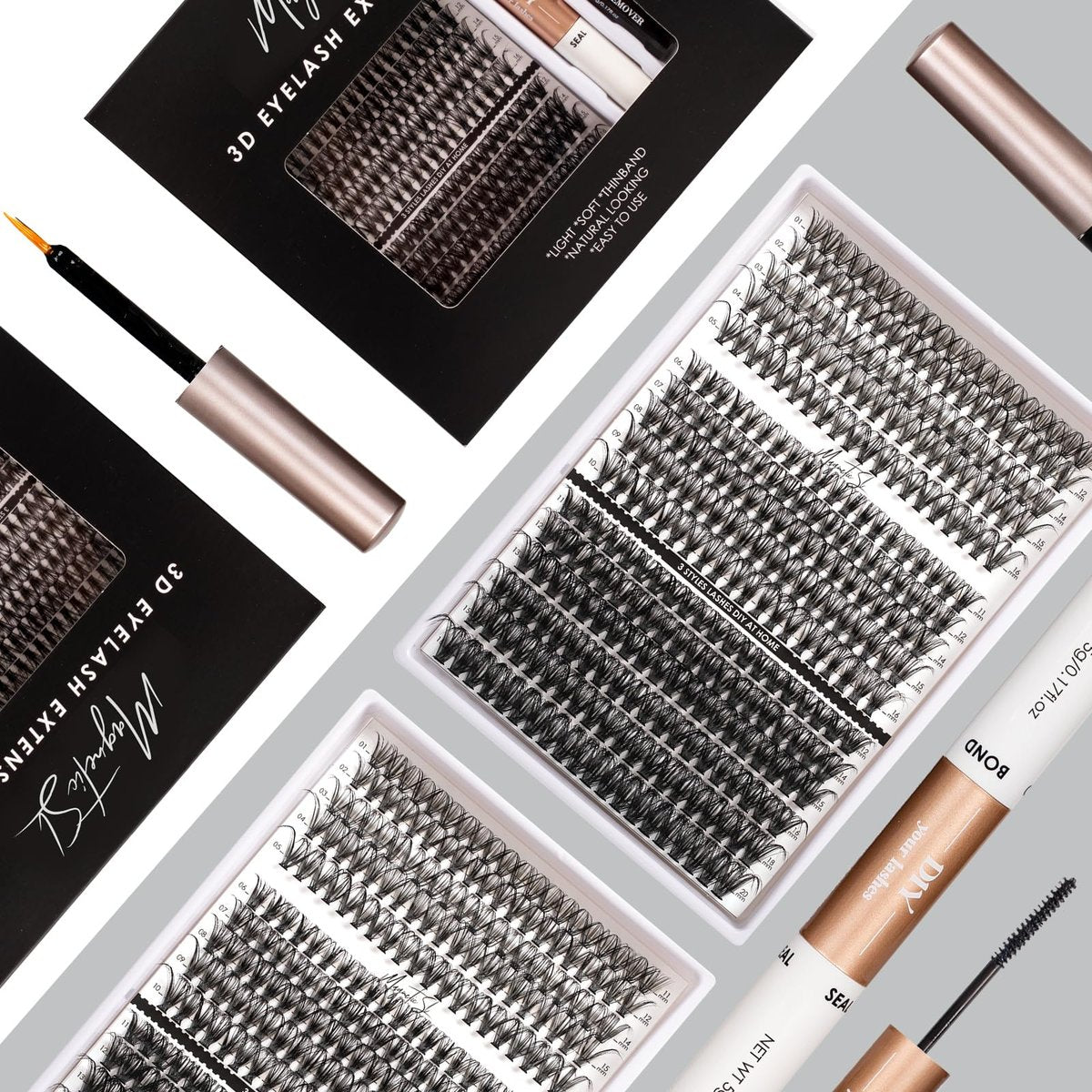 DIY Lash Extensions Kit 320pcs Individual Lashes Clusters 30D 40D 60D with Applicator, Lash Bond & Seal, and Remover - Mix 11-20mm (30D+40D+60D Kit) Avelisse
