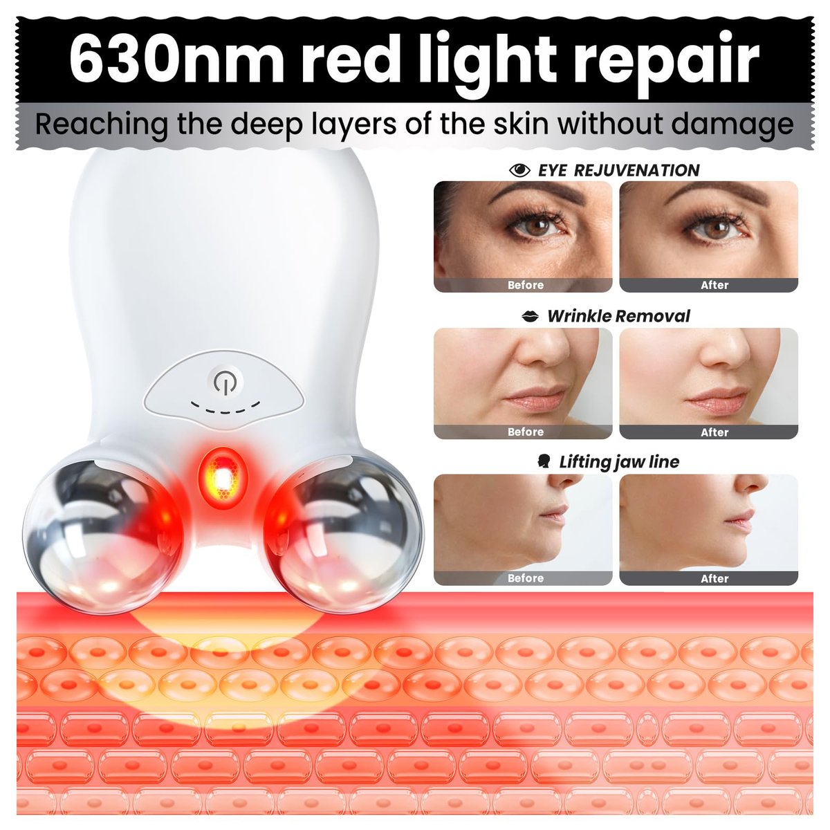 Hunvva Microcurrent Facial Device with Red Light Therapy - EP-300 for Lifting & Tightening Skin Avelisse