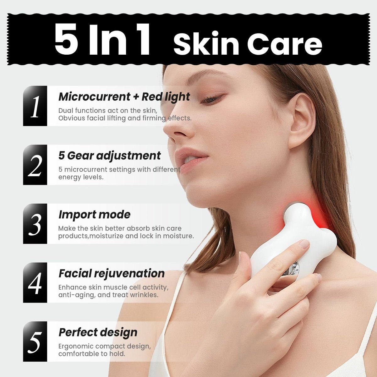 Hunvva Microcurrent Facial Device with Red Light Therapy - EP-300 for Lifting & Tightening Skin Avelisse