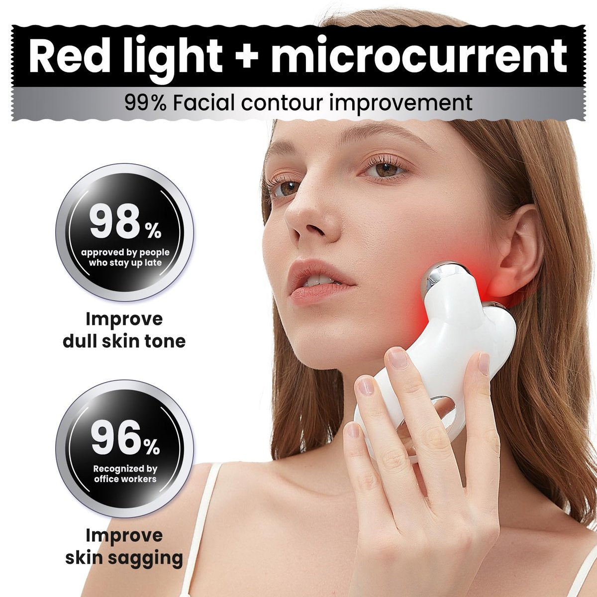 Hunvva Microcurrent Facial Device with Red Light Therapy - EP-300 for Lifting & Tightening Skin Avelisse
