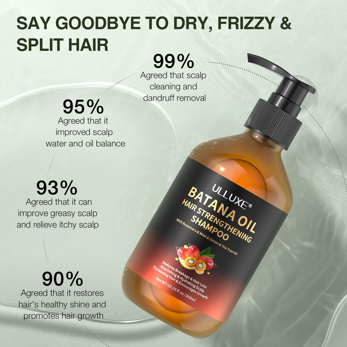 Batana Oil Hair Growth Shampoo - Strengthening Regrowth Shampoo for Men & Women with Thinning Hair & Hair Loss, Infused with Rosemary & Mint Oil, Nourishes Scalp, Sulfate Free, 10.15 fl oz Avelisse