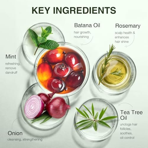 Batana Oil Hair Growth Shampoo - Strengthening Regrowth Shampoo for Men & Women with Thinning Hair & Hair Loss, Infused with Rosemary & Mint Oil, Nourishes Scalp, Sulfate Free, 10.15 fl oz Avelisse