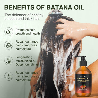 Batana Oil Hair Growth Shampoo - Strengthening Regrowth Shampoo for Men & Women with Thinning Hair & Hair Loss, Infused with Rosemary & Mint Oil, Nourishes Scalp, Sulfate Free, 10.15 fl oz Avelisse