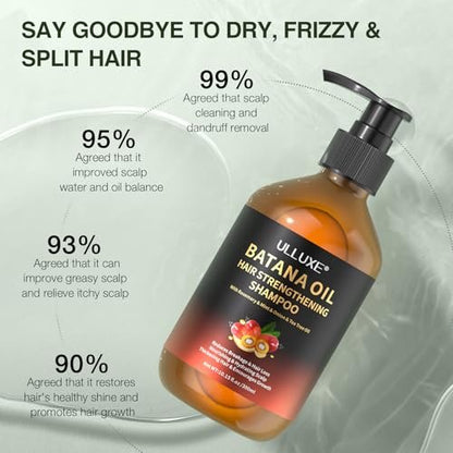 Batana Oil Hair Growth Shampoo - Strengthening Regrowth Shampoo for Men & Women with Thinning Hair & Hair Loss, Infused with Rosemary & Mint Oil, Nourishes Scalp, Sulfate Free, 10.15 fl oz Avelisse