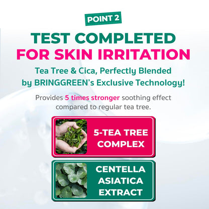 BRING GREEN Tea Tree Cica Soothing Toner Pads 90 Count – Exfoliating & Calming Facial Pads for Acne Prone Skin