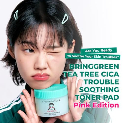 BRING GREEN Tea Tree Cica Soothing Toner Pads 90 Count – Exfoliating & Calming Facial Pads for Acne Prone Skin