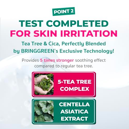 BRING GREEN Tea Tree Cica Soothing Toner Pads 90 Count – Exfoliating & Calming Facial Pads for Acne Prone Skin - görsel 8