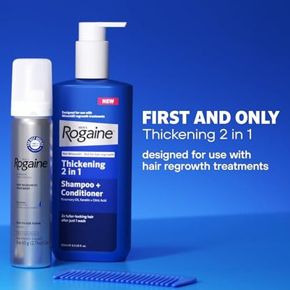 Rogaine Men's Thickening 2 in 1 Shampoo + Conditioner with Rosemary Oil, Keratin & Citric Acid – 8.4 fl oz Avelisse