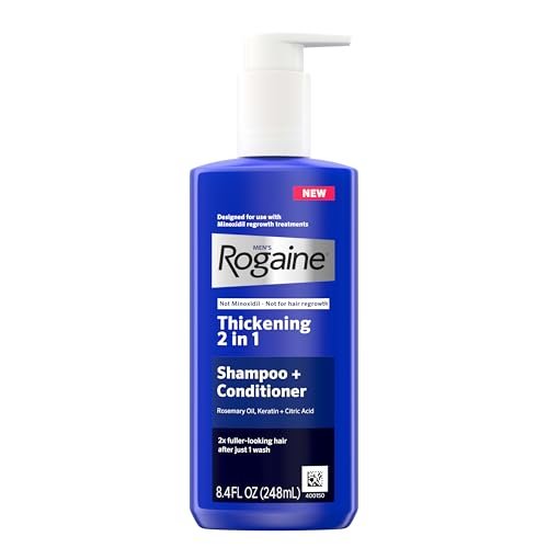 Rogaine Men's Thickening 2 in 1 Shampoo + Conditioner with Rosemary Oil, Keratin & Citric Acid – 8.4 fl oz Avelisse