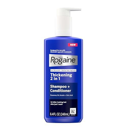 Rogaine Men's Thickening 2 in 1 Shampoo + Conditioner with Rosemary Oil, Keratin & Citric Acid – 8.4 fl oz Avelisse