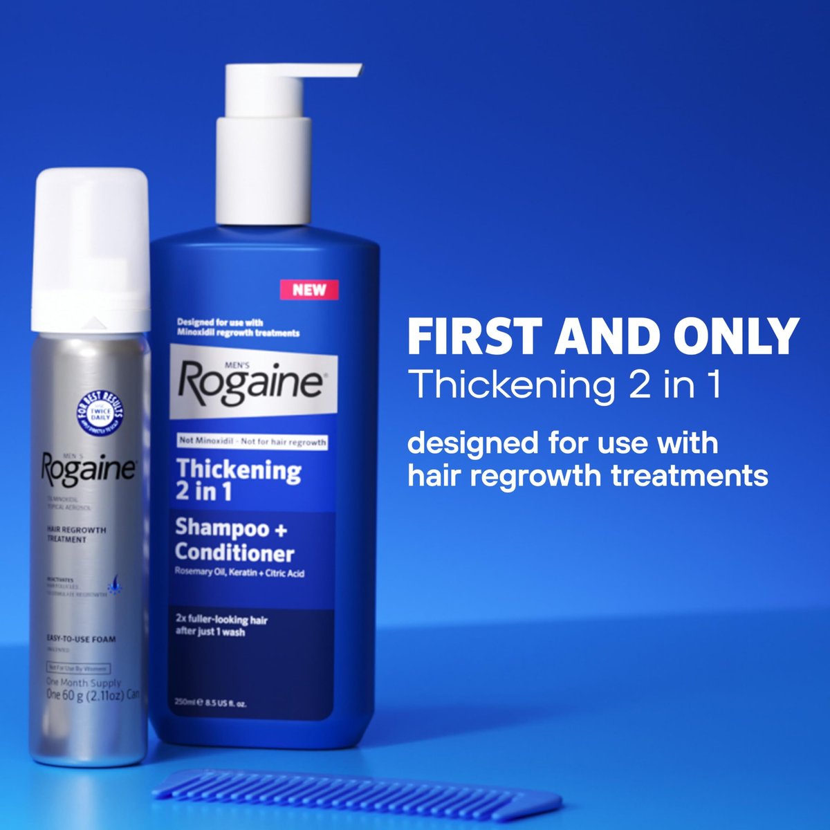 Rogaine Men's Thickening 2 in 1 Shampoo + Conditioner with Rosemary Oil, Keratin & Citric Acid – 8.4 fl oz Avelisse