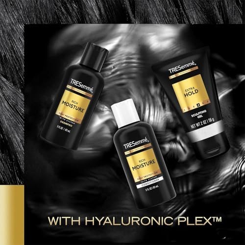 TRESemmé Travel Shampoo, Conditioner & Hair Gel – Rich Moisture Hair Products + Alcohol-Free Styling Gel, 24H Frizz Control (3 Piece Set) - görsel 9