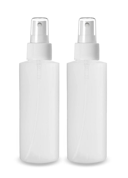 ljdeals 4 oz Plastic Spray Bottles Fine Mist Refillable Empty Bottles for Household Use Essential Oils Perfumes Travel Size Pack of 2 Made in USA