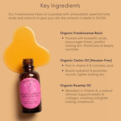 Frankincense Resin Infused Organic Castor & Rosehip Oils Face Age Defying Miracle Facial Moisturizer - Cold Pressed Serum, Natural Skincare, Hydrates Skin, 1 Fl Oz Avelisse