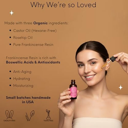 Frankincense Resin Infused Organic Castor & Rosehip Oils Face Age Defying Miracle Facial Moisturizer - Cold Pressed Serum, Natural Skincare, Hydrates Skin, 1 Fl Oz Avelisse